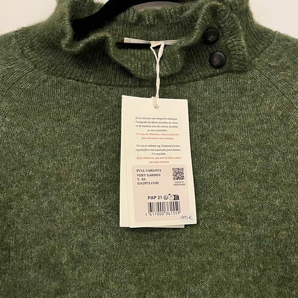 NWT Sézane Carlota Sweater Garden Green szXS - Picture 6 of 8